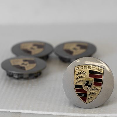Porsche 718 911 Panamera Boxster OEM Genuine Center cap SET Silver Gold Crest