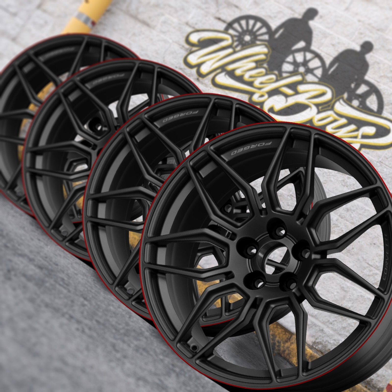 Chevrolet Corvette Z06 C8 20"/21" inch rim Genuine Red lip Forged OEM Wheel Set