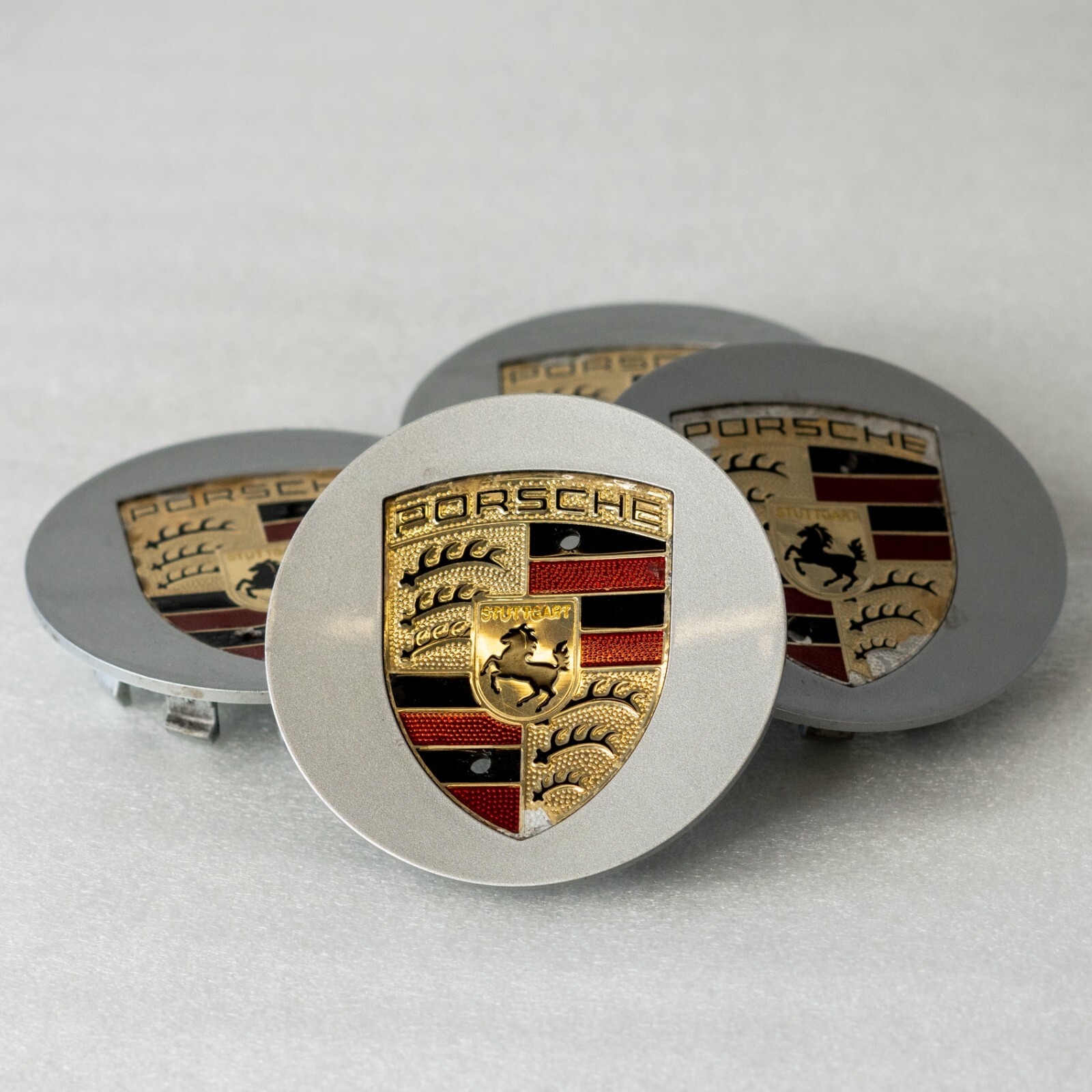 Porsche 718 911 Panamera Cayenne OEM Genuine Center cap set Silver