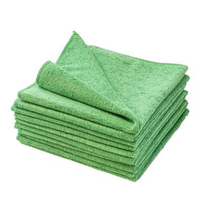 Microfiber Towel 300 GSM Wiping cloth 16"x16" Pack of 10 Green