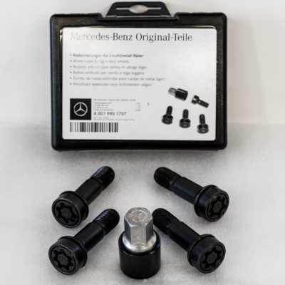 Mercedes CL550 CLS450 E43 S63 Wheel lock set Genuine Original Black bolt lug set