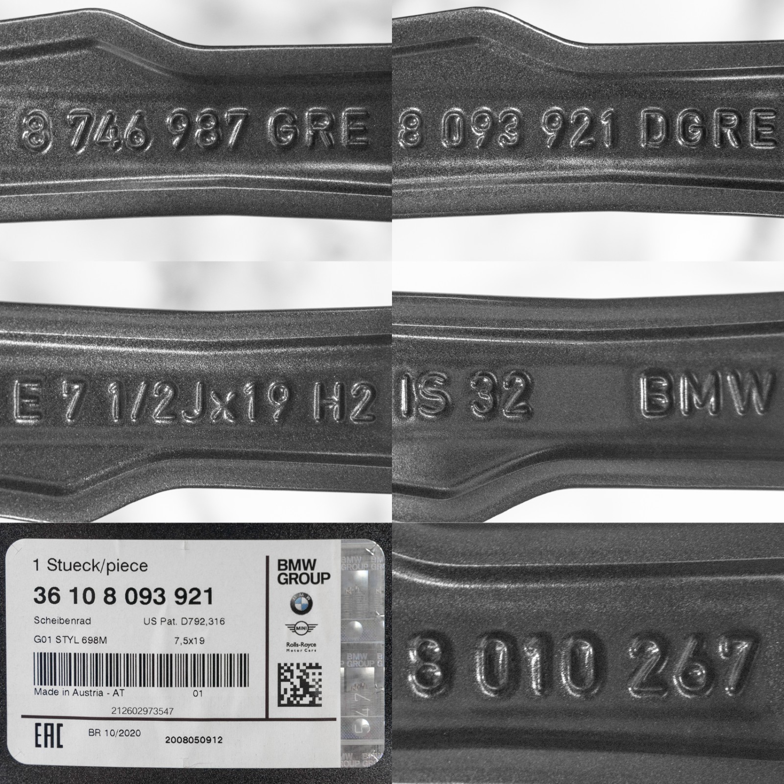 BMW X3 X4 19" inch Rim OEM 2017-2024 Genuine Original Style 698M Wheel - Image 16